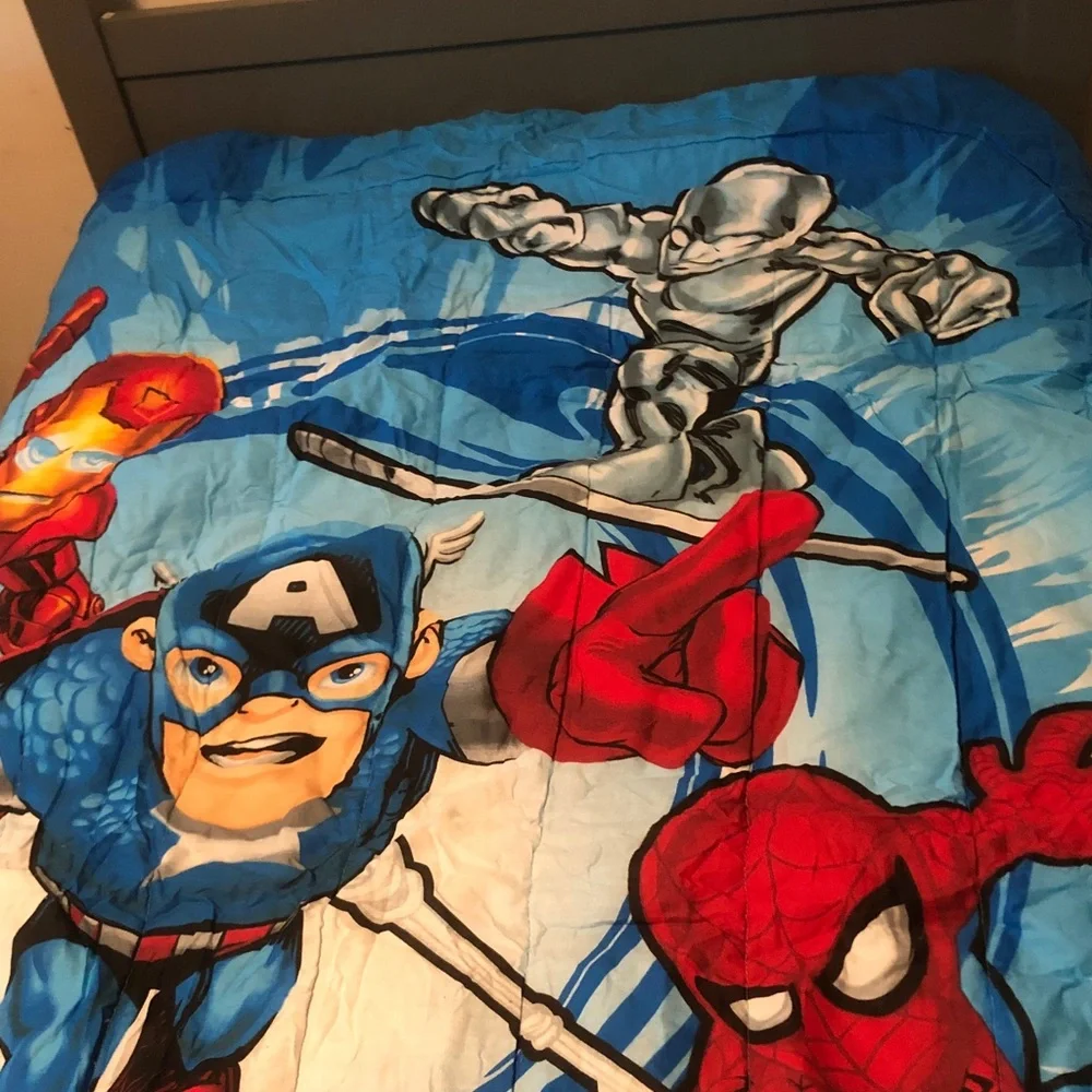 Marvel Kids Blue and Red Superhero Comforter
